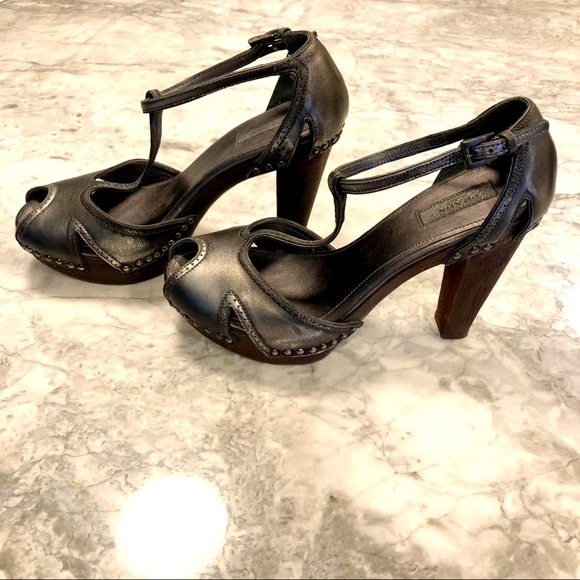 Prada Gunmetal Open Toe Platforms - Picture 2 of 15